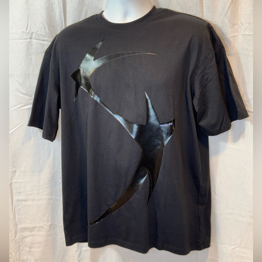 Brand New H&M X Mugler Star Print  Black T-shirt Size Medium Unisex Short Sleeve